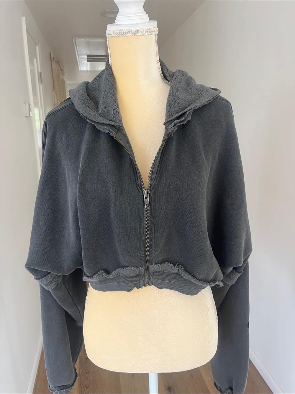 Joah Brown Charcoal Cropped Hoodie - Picture 2 of 7